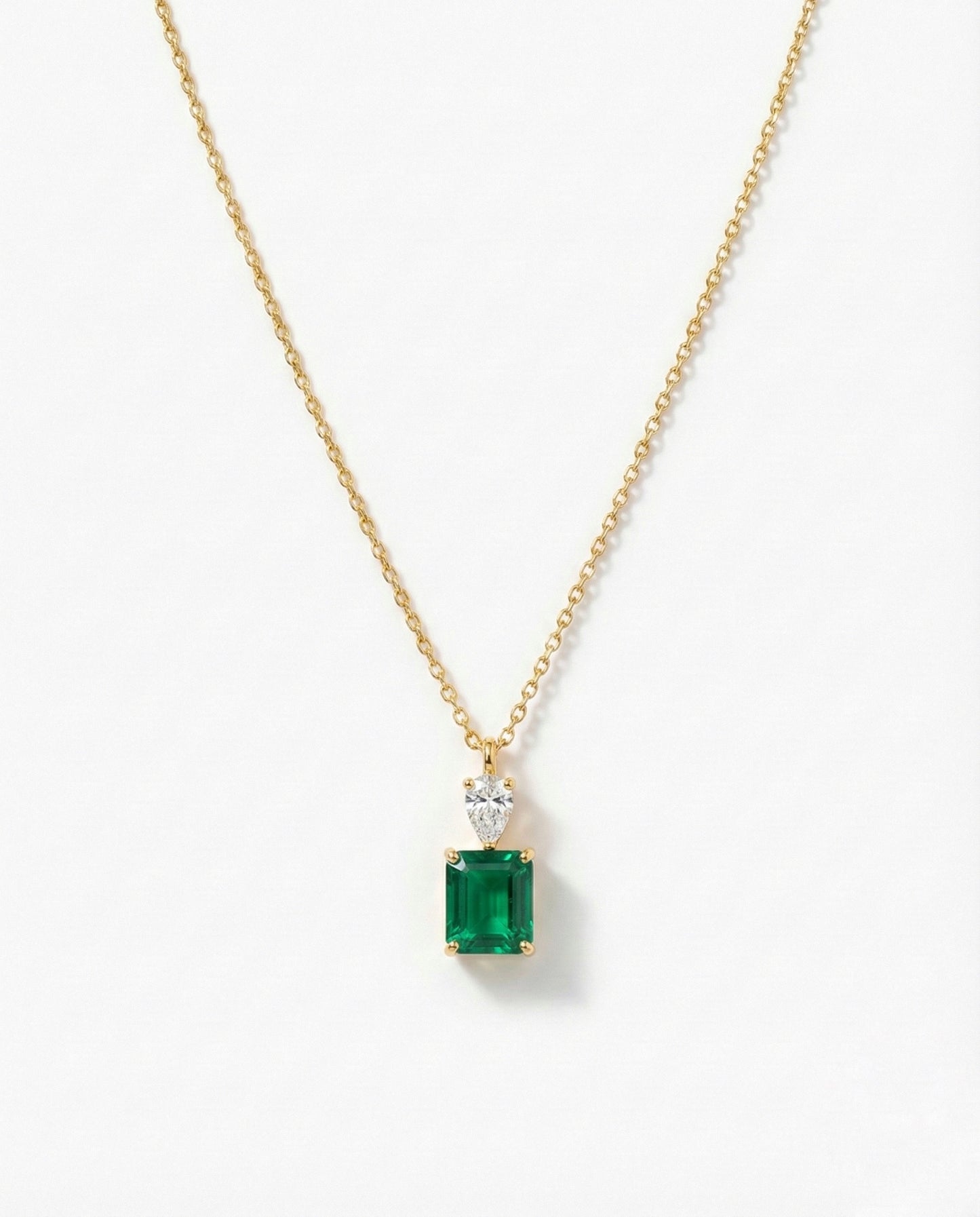 "Classic Emerald Duo Pendant" (Alloy brass)