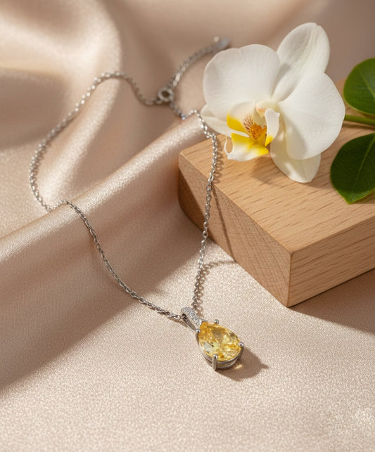 Golden Pear Drop Necklace (Alloy Brass)