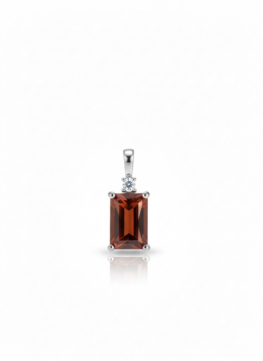 Emerald-Cut Garnet Necklace (Alloy Brass)