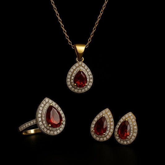 Majestic Double Halo Teardrop Jewelry Set