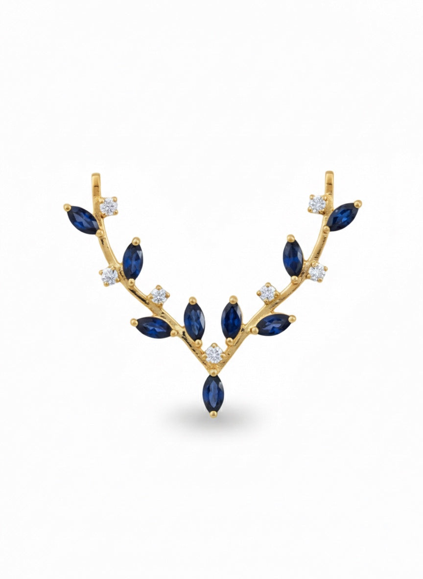 Blue Leaf Necklace (Alloy Brass)
