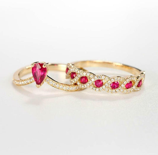 Crimson Royale Twin Ring Set