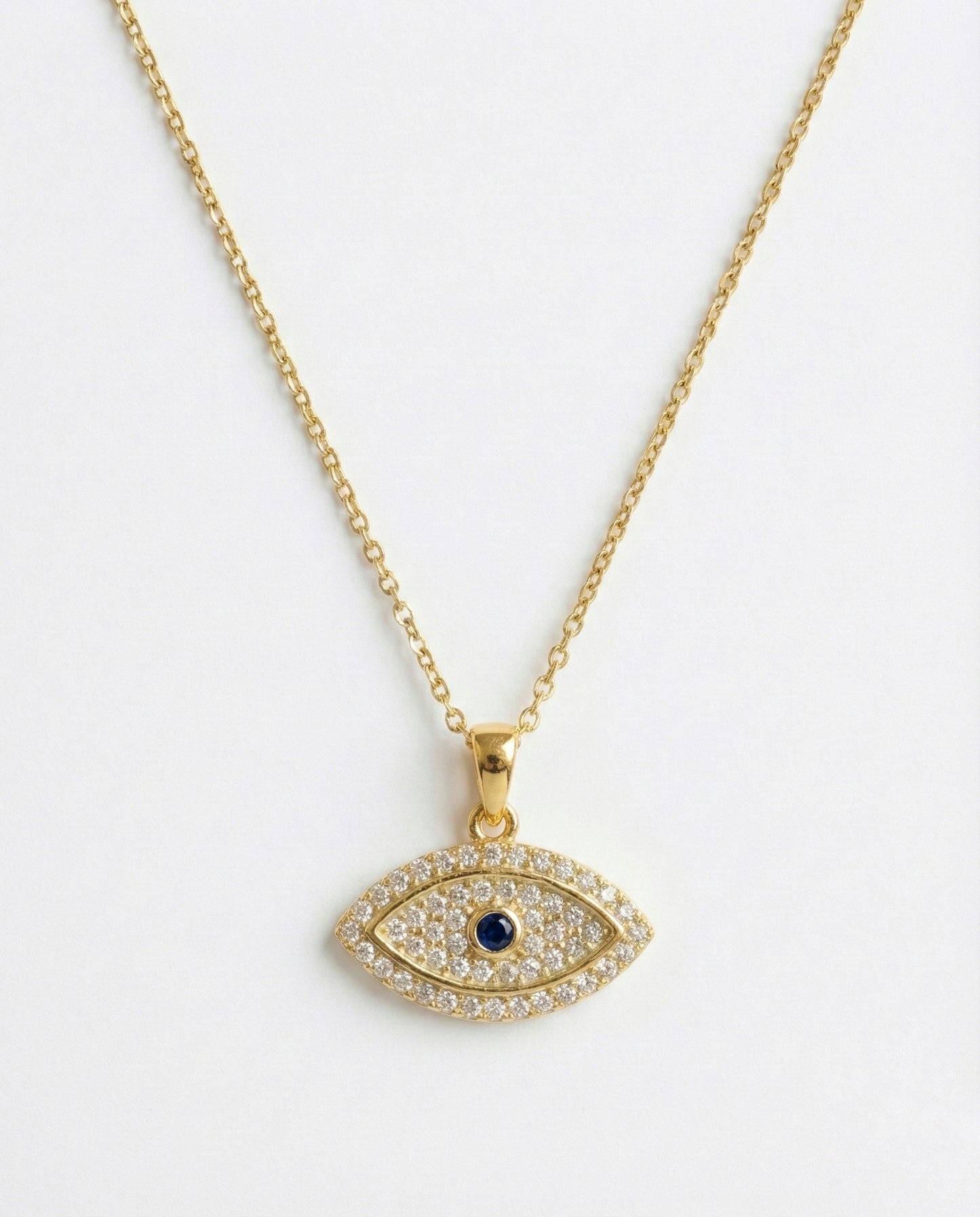 "Sparkling Cat Eye Necklace" (Alloy brass)