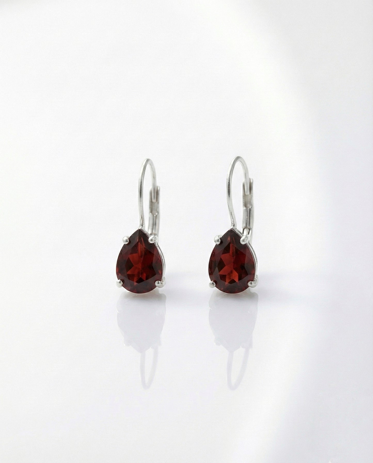 Ruby Red Pear Drop Earrings" (Alloy Brass)