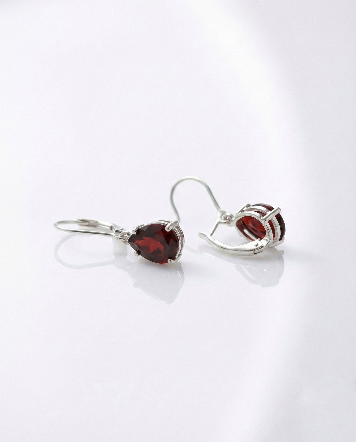 Ruby Red Pear Drop Earrings" (Alloy Brass)