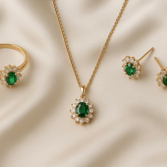 Imperial Oval Crystal Halo Jewelry Set