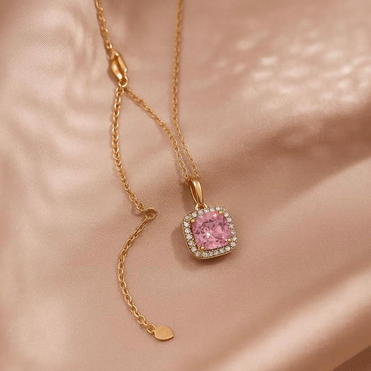 Blush Radiance Halo Pendant Necklace